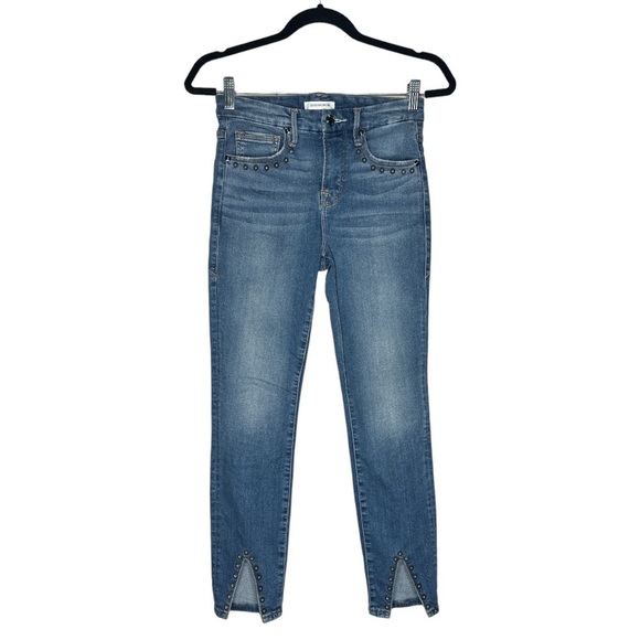 Good American Good Legs Crop Studded Split Hem Jeans Size 2/26 - Picture 2 of 13